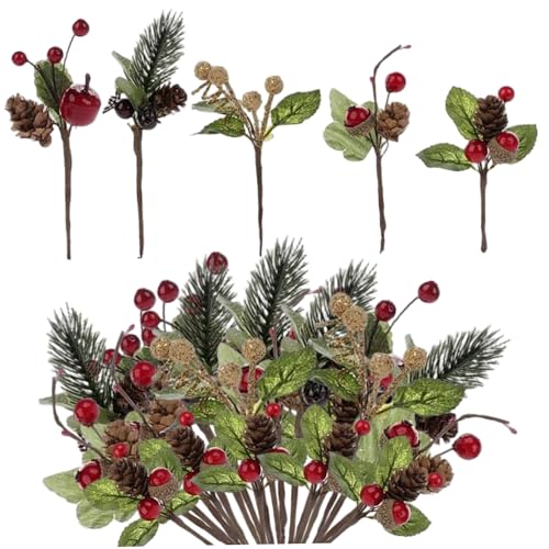 Weihnachtstipps, 30 Prozent rote Beeren Kiefernkegel für Kranz, Handwerk, Tischzentrum, künstlich Weihnachtstipps, 30 Prozent rote Beeren Kiefernkegel für Kranz, Handwerk, Tischzentrum, künstlich von Licsaliwe