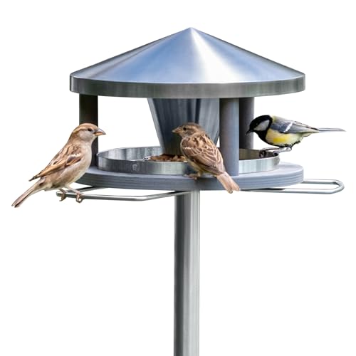 LicusDesign Vogelhaus mit Ständer wetterfest aus Edelstahl - Stabiles Vogelfutterhaus für draußen, modern aus Metall - Vogelfutterstation - Futterhaus für Vögel stehend LicusDesign Vogelhaus mit Ständer wetterfest aus Edelstahl - Stabiles Vogelfutterhaus für draußen, modern aus Metall - Vogelfutterstation - Futterhaus für Vögel stehend von LicusDesign