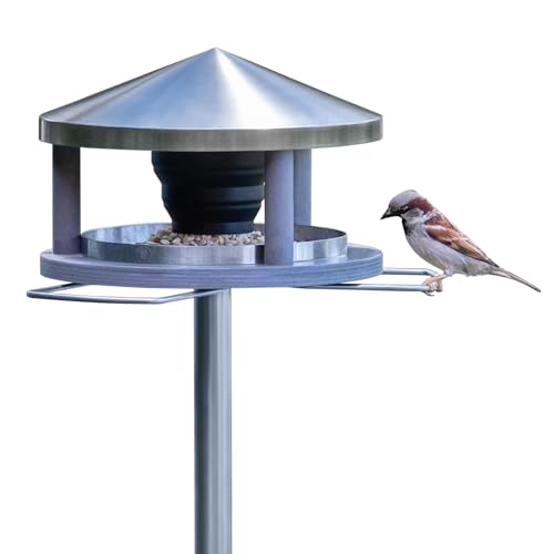 LicusDesign Vogelhaus mit Ständer wetterfest aus Edelstahl - Stabiles Vogelfutterhaus für draußen, modern aus Metall - Vogelfutterstation - Futterhaus für Vögel stehend LicusDesign Vogelhaus mit Ständer wetterfest aus Edelstahl - Stabiles Vogelfutterhaus für draußen, modern aus Metall - Vogelfutterstation - Futterhaus für Vögel stehend von LicusDesign
