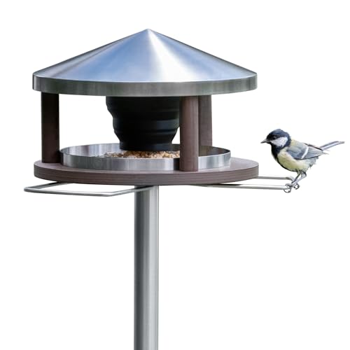 LicusDesign Vogelhaus mit Ständer wetterfest aus Edelstahl - Stabiles Vogelfutterhaus für draußen, modern aus Metall - Vogelfutterstation - Futterhaus für Vögel stehend LicusDesign Vogelhaus mit Ständer wetterfest aus Edelstahl - Stabiles Vogelfutterhaus für draußen, modern aus Metall - Vogelfutterstation - Futterhaus für Vögel stehend von LicusDesign