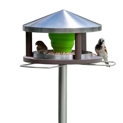LicusDesign Vogelhaus mit Ständer wetterfest aus Edelstahl - Stabiles Vogelfutterhaus für draußen, modern aus Metall - Vogelfutterstation - Futterhaus für Vögel stehend LicusDesign Vogelhaus mit Ständer wetterfest aus Edelstahl - Stabiles Vogelfutterhaus für draußen, modern aus Metall - Vogelfutterstation - Futterhaus für Vögel stehend von LicusDesign
