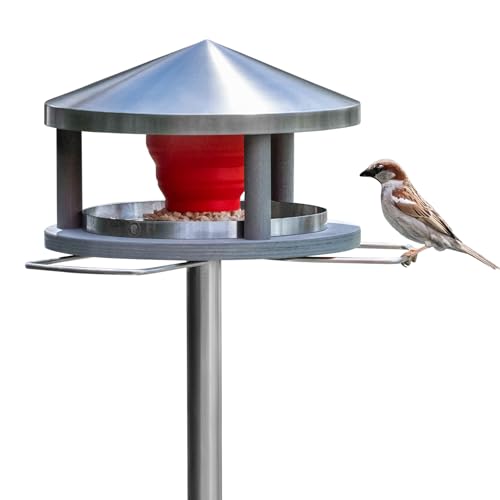 LicusDesign Vogelhaus mit Ständer wetterfest aus Edelstahl - Stabiles Vogelfutterhaus für draußen, modern aus Metall - Vogelfutterstation - Futterhaus für Vögel stehend LicusDesign Vogelhaus mit Ständer wetterfest aus Edelstahl - Stabiles Vogelfutterhaus für draußen, modern aus Metall - Vogelfutterstation - Futterhaus für Vögel stehend von LicusDesign
