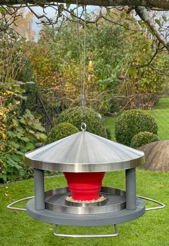 LicusDesign Vogelhaus zum Aufhängen wetterfest aus Edelstahl - Vogelfutterhaus - Futterhaus für Vögel hängend, Vogel Futterhaus modern - Vogelhäuschen, Vogelfutterspender Vogelfutterstation von LicusDesign