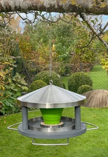 LicusDesign Vogelhaus zum Aufhängen wetterfest aus Edelstahl - Vogelfutterhaus - Futterhaus für Vögel hängend, Vogel Futterhaus modern - Vogelhäuschen, Vogelfutterspender Vogelfutterstation von LicusDesign