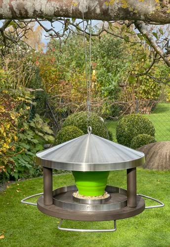 LicusDesign Vogelhaus zum Aufhängen wetterfest aus Edelstahl - Vogelfutterhaus - Futterhaus für Vögel hängend, Vogel Futterhaus modern - Vogelhäuschen, Vogelfutterspender Vogelfutterstation von LicusDesign