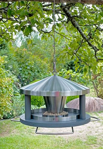 LicusDesign Vogelhaus zum Aufhängen wetterfest aus Edelstahl - Vogelfutterhaus - Futterhaus für Vögel hängend, Vogel Futterhaus modern - Vogelhäuschen, Vogelfutterspender Vogelfutterstation von LicusDesign