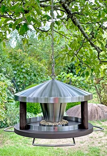 LicusDesign Vogelhaus zum Aufhängen wetterfest aus Edelstahl - Vogelfutterhaus - Futterhaus für Vögel hängend, Vogel Futterhaus modern - Vogelhäuschen, Vogelfutterspender Vogelfutterstation von LicusDesign