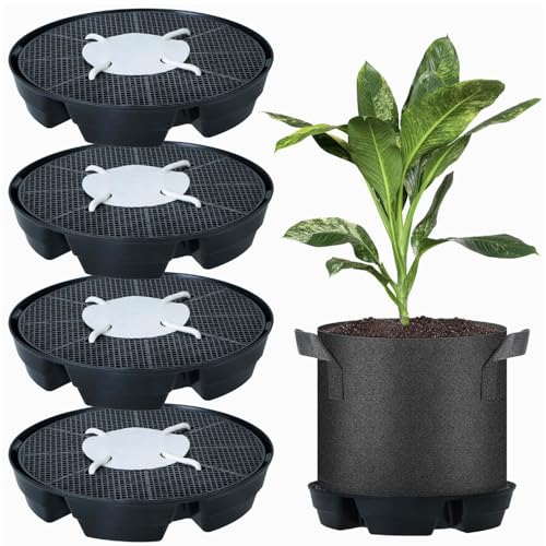 Lidary Selbstbewässernde Stofftopf Untersetzer, 4 Stück Pflanzen Untersetzer Selbstbewässerung, Self Watering Pot Rund, Automatische Bewässerung Blumentopf Untersetzer für Stoff Blumentopf (A) von Lidary