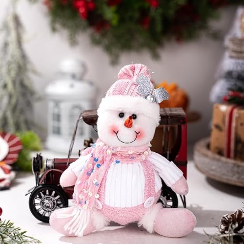 Lidary Weihnachtsdeko Innen Figuren | 3er Weihnachtsfiguren aus Weihnachtselch Schneemann Figur wichtelfigur, Weihnachtsdeko Rosa für Tischdeko Weihnachten, Weihnachtsbaum Deko (schneemann) von Lidary