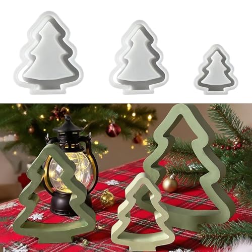 Silikonformen Gießformen Weihnachten, 3er Silikonform Tannenbaum, Silikonform Weihnachten Baum, Gips zum Gießen Gießformen Silikon zur Herstellung von Weihnachts Deko (A) von Lidary