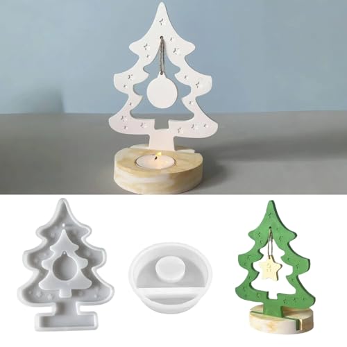 Silikonformen Gießformen Weihnachten, 3er Silikonform Tannenbaum, Silikonform Weihnachten Baum, Gips zum Gießen Gießformen Silikon zur Herstellung von Weihnachts Deko (B) von Lidary