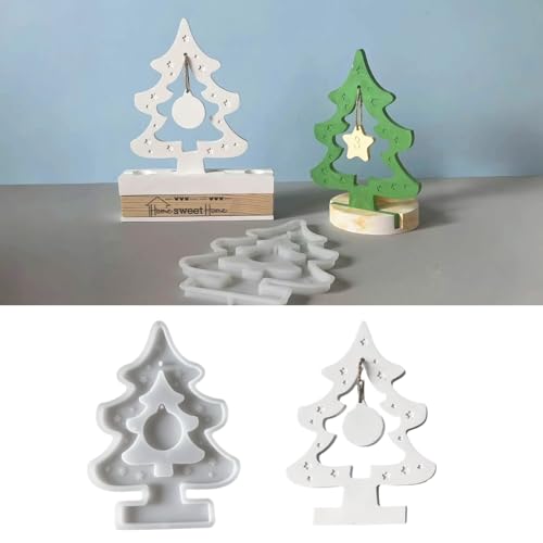 Silikonformen Gießformen Weihnachten, 3er Silikonform Tannenbaum, Silikonform Weihnachten Baum, Gips zum Gießen Gießformen Silikon zur Herstellung von Weihnachts Deko (C) von Lidary