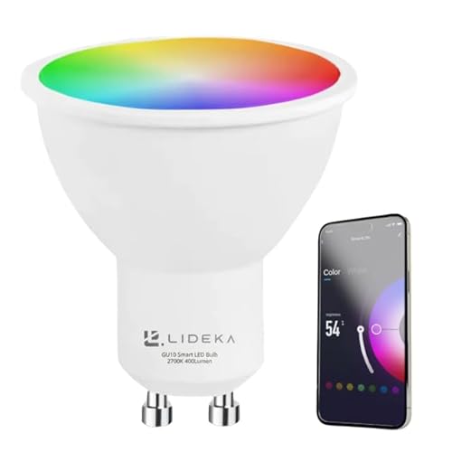 Lideka Alexa Glühbirne: Smarte GU10 LED Spot Lampe RGB Warmweiß Kaltweiß - 5W 400LM 2700K-6500K - Dimmbar, WLAN & App Steuerung.Google Home & Alexa, Homekit. von Lideka