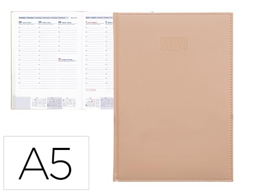 Liderpapel Notizbuch, kretisch, 15 x 21 cm, 2024, Wochenansicht, Nude, Papier, 70 g von Liderpapel