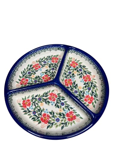 Lidia's Polish Pottery Polnische Keramik Mercedes Geteilte Platte 173 Kornblume, Ceramika Kalich von Lidia's Polish Pottery