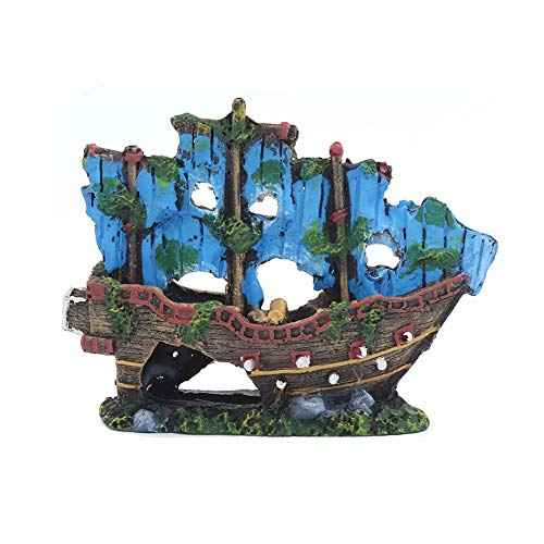 Lidylinashop Aquarium Deko Aquarium Deko Schiff Aquarium Dekoration Zubehör Aquarium Zubehör Ornamente Fisch-Ornamente Aquarium Zubehör Dekorativ Blue von Lidylinashop