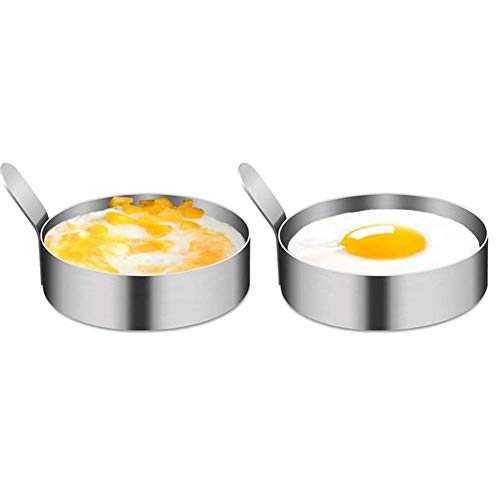 Lidylinashop Edelstahl Ring Spiegeleiform Pochiert Ei Pan Pfannkuchen Form Küche Gadgets Und Werkzeuge Ei Pan Non Stick Pochiert Ei Küche Utensilien Set 2PCS,Small von Lidylinashop