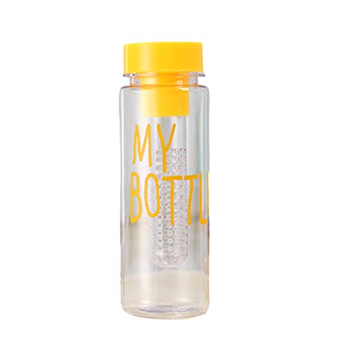 Lidylinashop Wasserflasche Wasserflasche Mit Fruchteinsatz Große Wasser Flasche Wiederverwendbare Wasserflasche Glas Flasche Für Getränke und Saft yellow,500ml von Lidylinashop