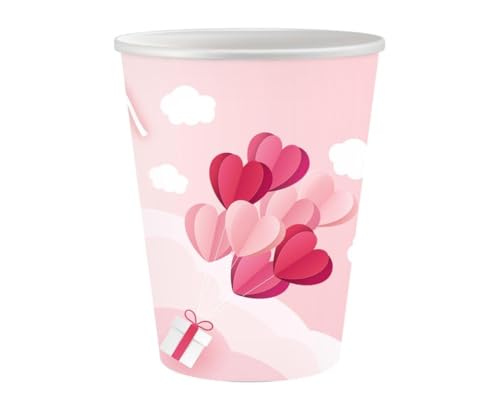 Love Is In The Air Pink Pappbecher (6 Stück) 250 ml von Liebe
