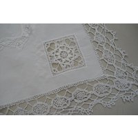 Tischdecke, Antik, Leinen, Spitze von LiebeSachen