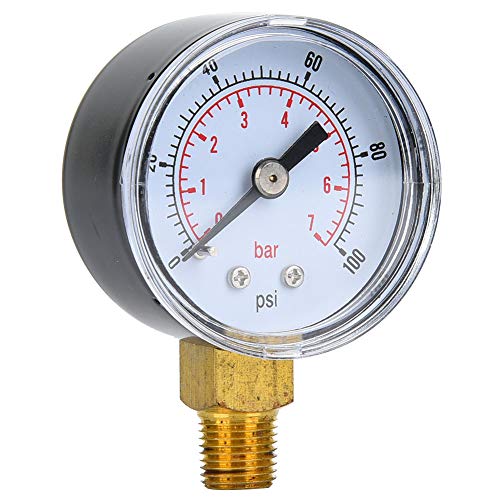 1/8 Zoll BSPT Bodenmontage-Manometer Bodenmontage, Luftdruckmessgerät Luftdruckmessgerät für Wasser-Öl-Luft-Kraftstoff-Druckprüfung (0–100 psi, 0–7 bar) von LiebeWH