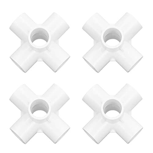 10 Stück 6-Wege-Rohrverschraubung, 6-Wege-PVC-Verbindung, 1 Zoll, 6-Wege-PVC-Verbindung, 1 PVC-Winkelrohrverbinder mit 20 Mm Innendurchmesser für den Anschluss von (Weiss) von LiebeWH