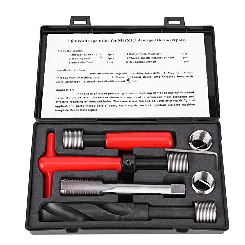 10 Stücke Gewindereparatursatz M18x1,5 1,5D Edelstahl Metric Helicoil Reparatursatz mit Aufbewahrungsbox Gewinde Reparatur Werkzeug für die Gewindereparatur von LiebeWH