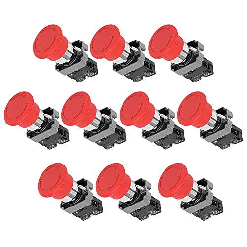 10-teiliger Not-Aus Druckknopf Schalter, BEM-XB2-01ZS 240V Verriegelungs Not-Aus-Druckschalter mit Eingebaute Kontakte aus Legiertem Silber von LiebeWH