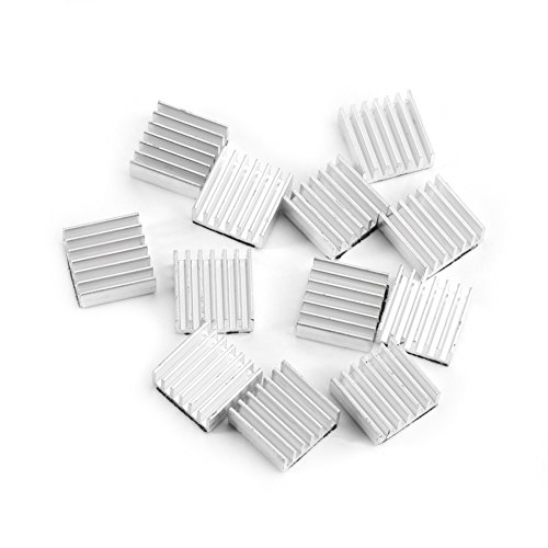LiebeWH 12 Stück Mini Aluminium Kühlkörper 14 x 14 x 6 mm Kleiner Kühlrippen Kühler mit Kleber auf der Rückseite zur Kühlung Elektronischer Komponenten von LiebeWH
