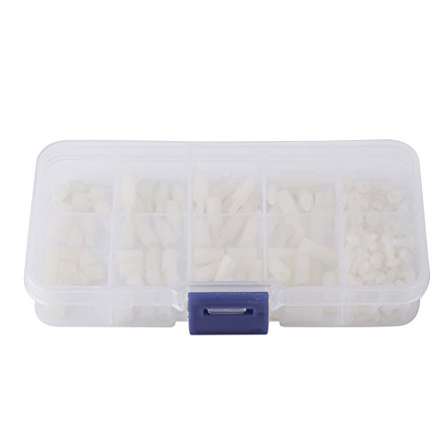 200 Stück M2.5 Nylon männlich weiblich Sechskant Abstandshalter Abstandshalter Motherboard Abstandshalter Weiße Schrauben Muttern Sortiment Set Mit Kunststoffbox von LiebeWH