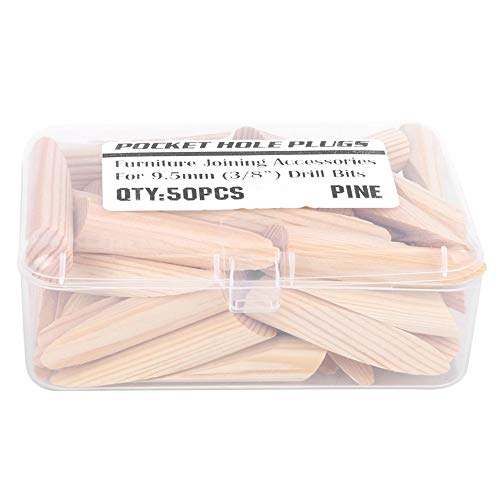 50 Stück Holz-Taschenlochstopfen Kiefernholzschrauben-Dübel-Kit Schrägbohrwerkzeuge Holzbearbeitungsbohrer-Locator-Zubehör von LiebeWH