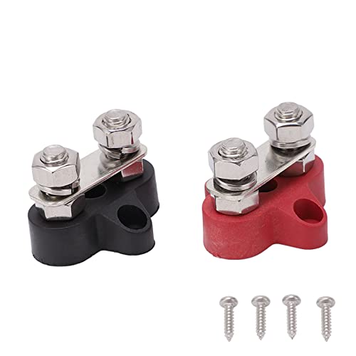 Batterieklemmenblock M8 Dual Pfosten Anschlussbolzen Batterieklemmenblöcke Positiver Negativer Klemmenblock Post Junction Connector Set DC 12V 24V für Solarautoboot von LiebeWH