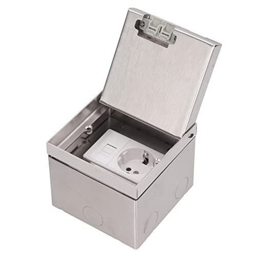 Bodeneinbausteckdose, Verdeckte Steckdose mit Flacher Edelstahlsteckdose mit 2 Löchern für AC250V-EU-Stecker von LiebeWH