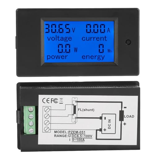 DC 6,5-100 V Digital Electric Power Energie Spannung Stromzähler LCD Voltmeter Amperemeter Volt Amp Tester (50A-Shunt) von LiebeWH