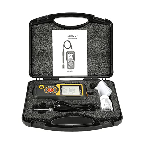 Digitales PH-Messgerät HT-1202 0,05 pH Hochpräziser Wasserqualitätstester, PH mV-Testertemperaturmesser 0~14 PH mit schwarzem Gehäuse für Wasserquellen, Schulen, Labors, Apotheken von LiebeWH