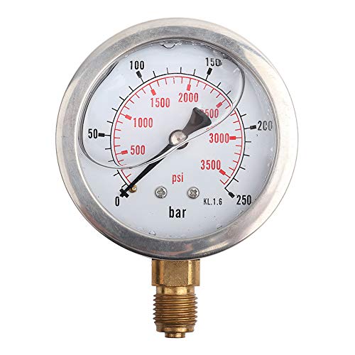 Flüssigkeitsgefülltes hydraulisches Manometer 0-3750PSI 0-250 Bar Manometer, 2,5 "DIAL-Anzeige, G1/4-Gewindeanschluss von LiebeWH