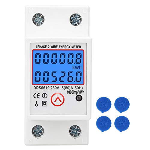 Leistungsmesser Digitale Stromzähler Multifunktionaler Stromzähler 230V 50Hz Rücksetzbarer Einphasiger Energiezähler mit Hintergrundbeleuchtung von LiebeWH