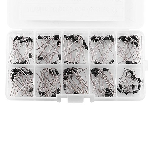LiebeWH 100pcs 10 -Values ​​-Gleichrichter -Dioden Sortiment Kit, 1N4001~1N4007 1N5817~1N5819 Jede Typ 10pcs mit Box von LiebeWH