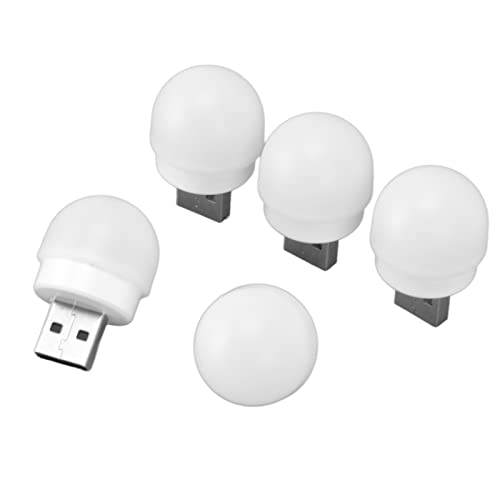 LiebeWH 5 Stück USB-Nachtlichter Stecker LED USB-Nachtlicht in Energiesparender Augenschutz-Mini-LED-Birne für Schlafzimmer Badezimmer (Weißes Licht 5 STÜCKE) von LiebeWH