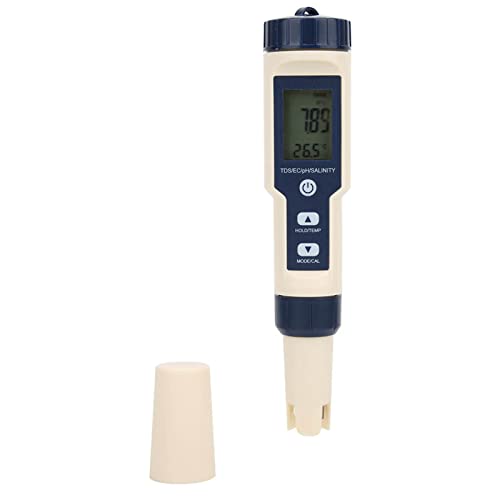LiebeWH 5-in-1 Digitaler PH/Salzgehalt/Temp/TDS/EC-Meter Tragbarer Wasserqualitätstester mit Hoher Genauigkeit und Auflösung von 0,01 PH von LiebeWH