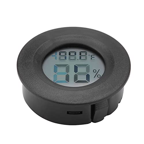 LiebeWH Mini Digital LCD -Thermometer Hygrometer Terrarium -Thermometer Hygrometer Rundform Temperaturfeuchtigkeitsmesser für Reptilien (BLACK) von LiebeWH