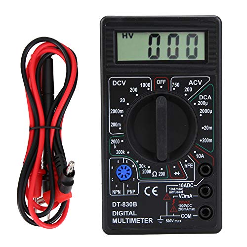 LiebeWH Multimeter Multifunktionales DT-830B, Multimeter Tragbarer LCD-Digital-Ampere-Volt-Ohm-Tester Voltmeter Ohmmeter-Messgerät für den Kfz-Haushalt (DT-830B schwarz) von LiebeWH
