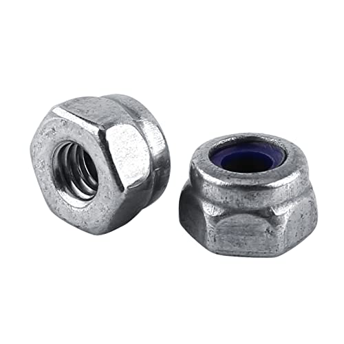 100pcs M2 Edelstahl SS304 Kontermutter Sechskantmutter Sechskantmuttern mit Nyloneinsatz, Edelstahl Selbstsichernde Muttern (100/Beutel (M2)) von LiebeWH