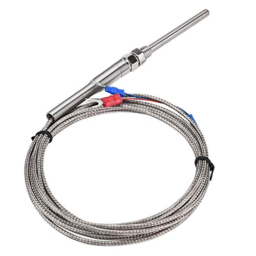 PT100 Thermoelement Temperaturfühler M8 Gewinde Platin Widerstand Thermoelement 50MM Sonden Temperatursensor Draht 0-400 ℃ Hochtemperaturbeständig zur Temperaturmessung (Kabellänge 3M) von LiebeWH