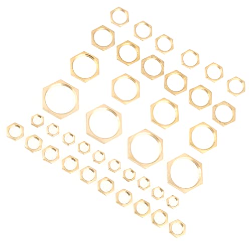 Sechskant-Kontermuttern, 40 Stück, Rohr-Hardware-Muttern, Kontermutter-Sortiment, Kontermutter-Gewinde, Rohrverschraubung, Messing, Dünne Mutter Sechskant-Kontermuttern, 40 Stück, Rohr-Hardware-Muttern, Kontermutter-Sortiment, Kontermutter-Gewinde, Rohrverschraubung, Messing, Dünne Mutter von LiebeWH