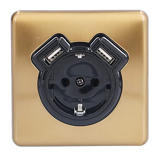 Steckdose 250V Europäische Steckdose Retro Bronze Steckdose Dual-USB Stromversorgungszubehör für Schlafzimmer Küche von LiebeWH