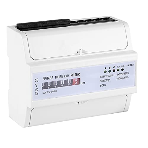 Stromzähler 3 Phasen 4 Drähte KWh Zähler mit Kilowatt-Triphase, Analoger Drehstromzähler Hutschiene Geeicht LED Stromverbrauch Wattmeter Stromzähler 3 Phasen 4 Drähte KWh Zähler mit Kilowatt-Triphase, Analoger Drehstromzähler Hutschiene Geeicht LED Stromverbrauch Wattmeter von LiebeWH