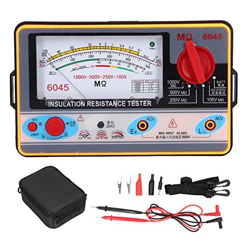 TY6045 Megohmmeter Isolationswiderstand, Tester Isolationstester Tragbares Megohmmeter 1000 V 5 MΩ-2000 MΩ Widerstandsmessungen ABS-Messgerät 10-2000 M ± 10% Länge von LiebeWH