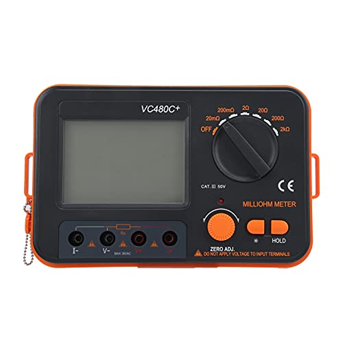 VC480C Widerstandprüfgerät Megohmmeter Digitales Milliohmmeter 0,01mΩ-2kΩ 6 Gang 4 Leiter Isolationswiderstand Tester Messung DC Niederwiderstandstester von LiebeWH