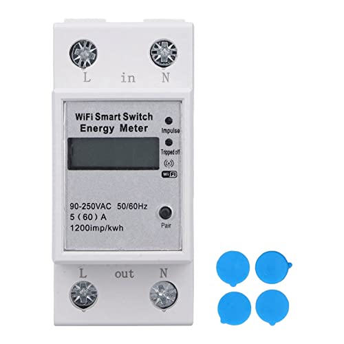 WIFI Smart Energy Meter LCD Display Stromzähler Haushalt 1 Phase 2P Din Rail Energiemonitor Digitalenergiezähler für Tuya ZMAI-90 AC90-250V von LiebeWH